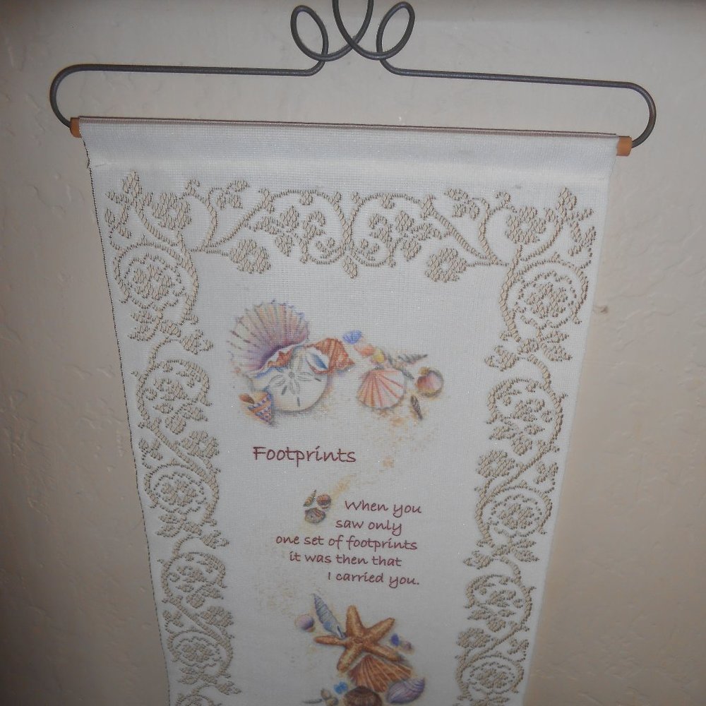 Beautiful Hanging Lace Cloth Banner FOOTPRINTS Sign 💖